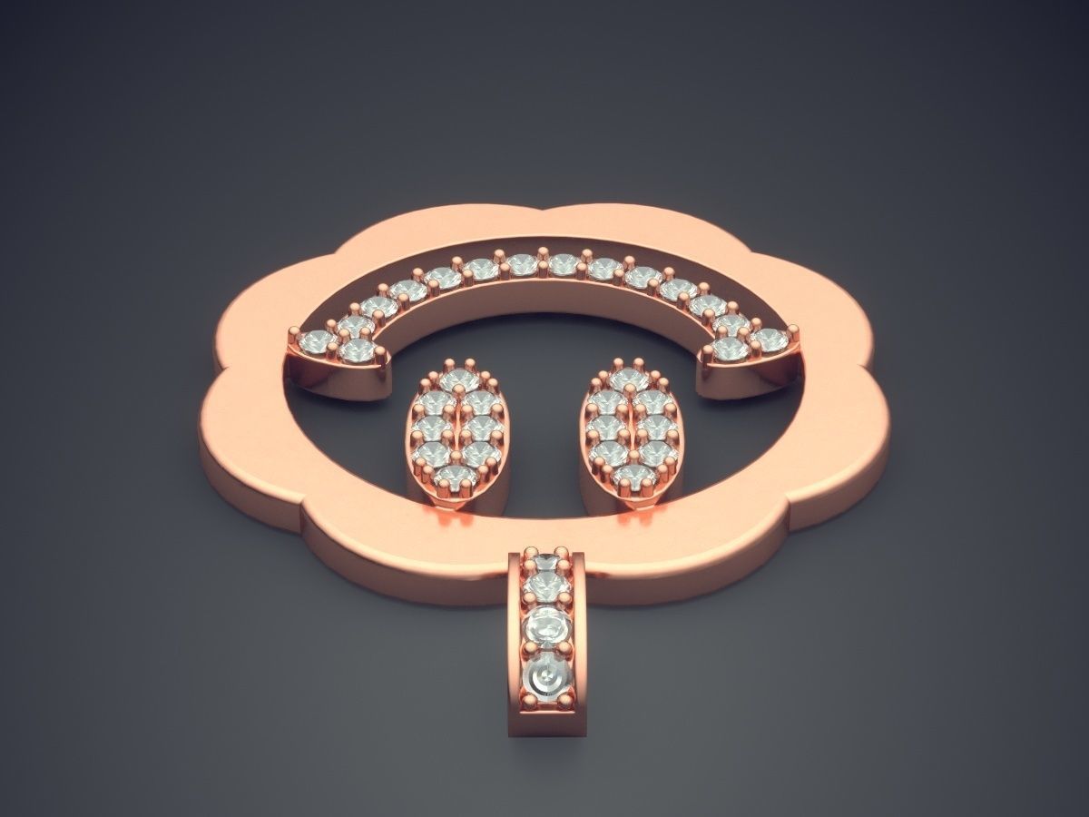 Smile Shape Pendant With Diamonds CAD-6213 3D print model_2