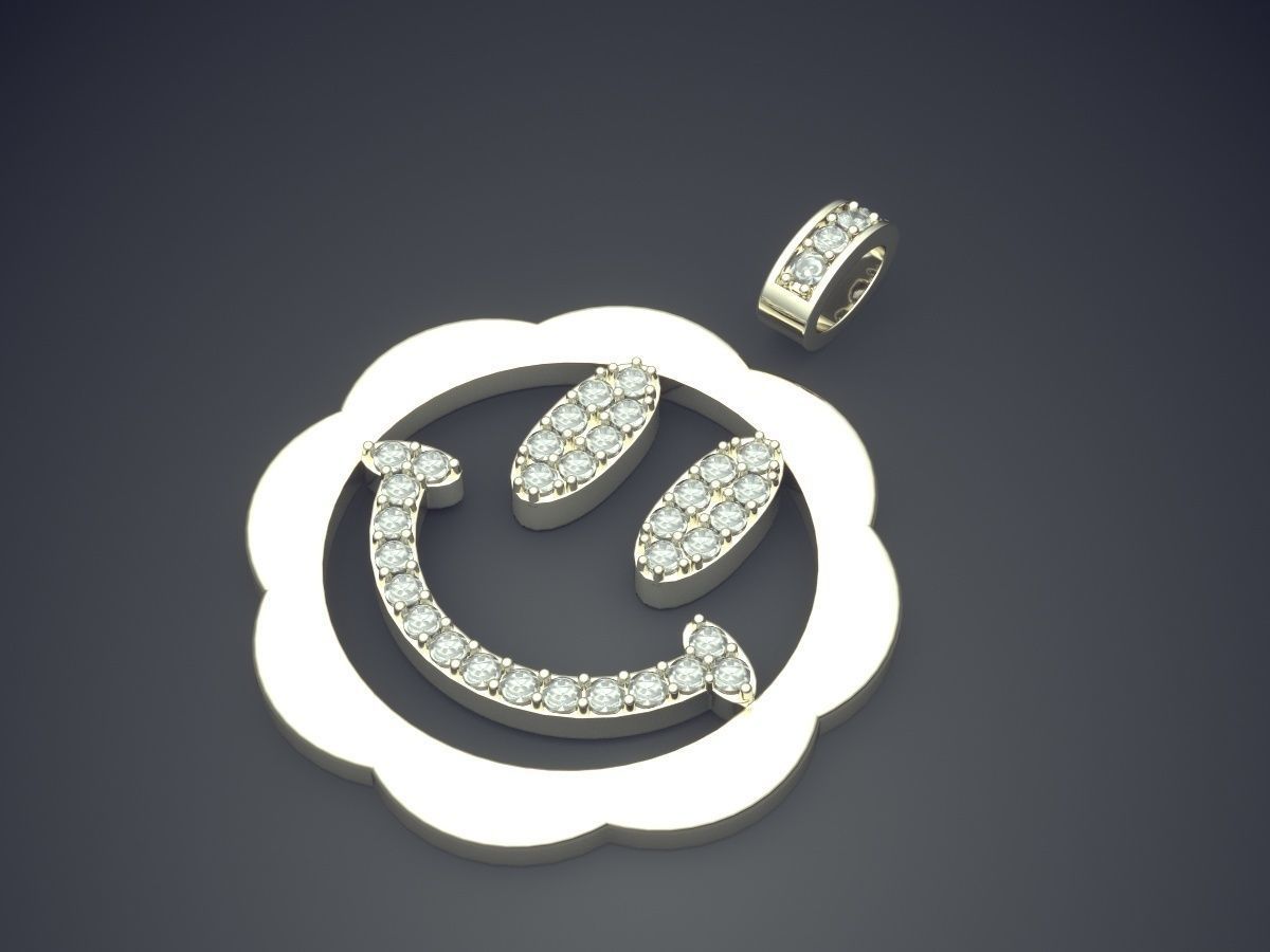 Smile Shape Pendant With Diamonds CAD-6213 3D print model_1