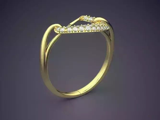 Curved Ring With Diamonds CAD-6203