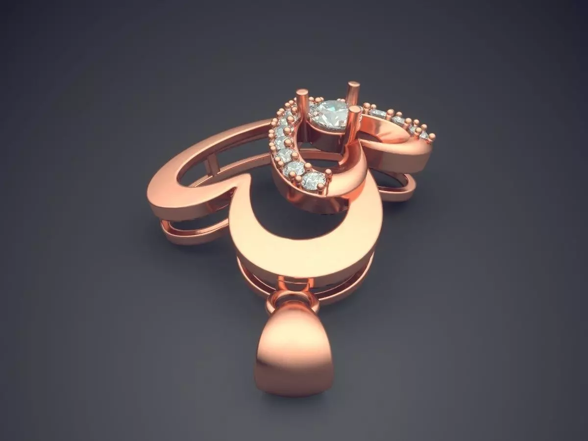 Heart-shaped Ring With Diamonds CAD-6197 3D print model_2