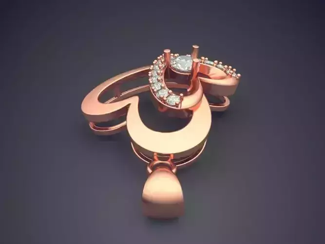 Heart-shaped Ring With Diamonds CAD-6197