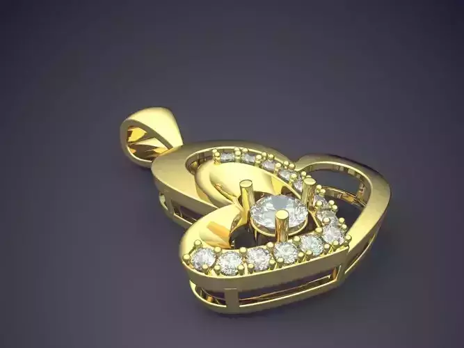 Heart-shaped Ring With Diamonds CAD-6197 3D print model