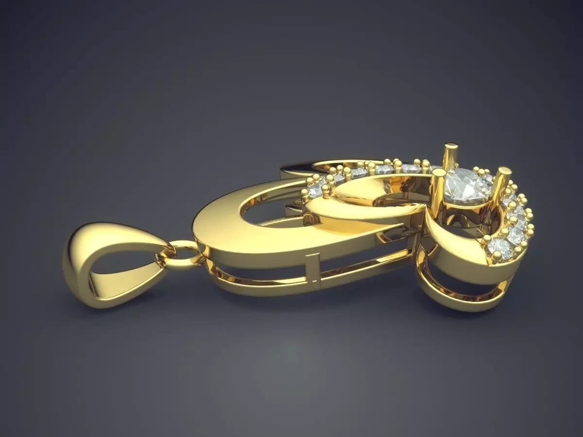 Heart-shaped Ring With Diamonds CAD-6197 3D print model_3