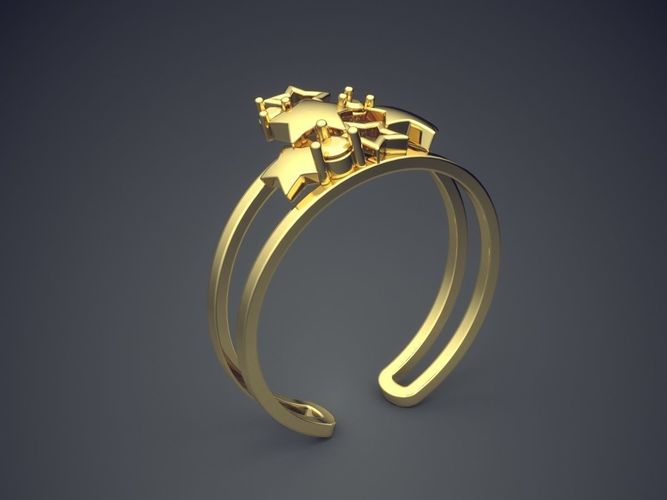 Star-shaped Ring CAD-6190 3D print model