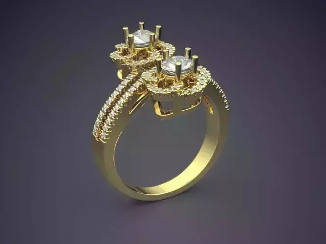 Unique Engagement Ring With Diamonds CAD-6168 3D print model