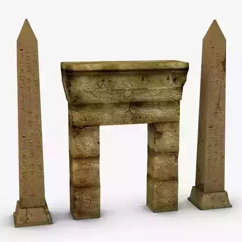 Egyptian obelisk and gate 3D model