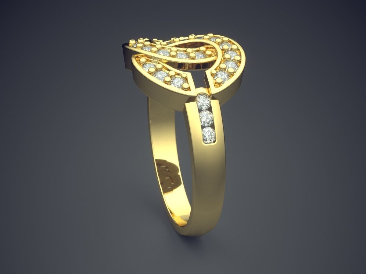 Ring With Small Diamonds CAD-6165 3D print model_3
