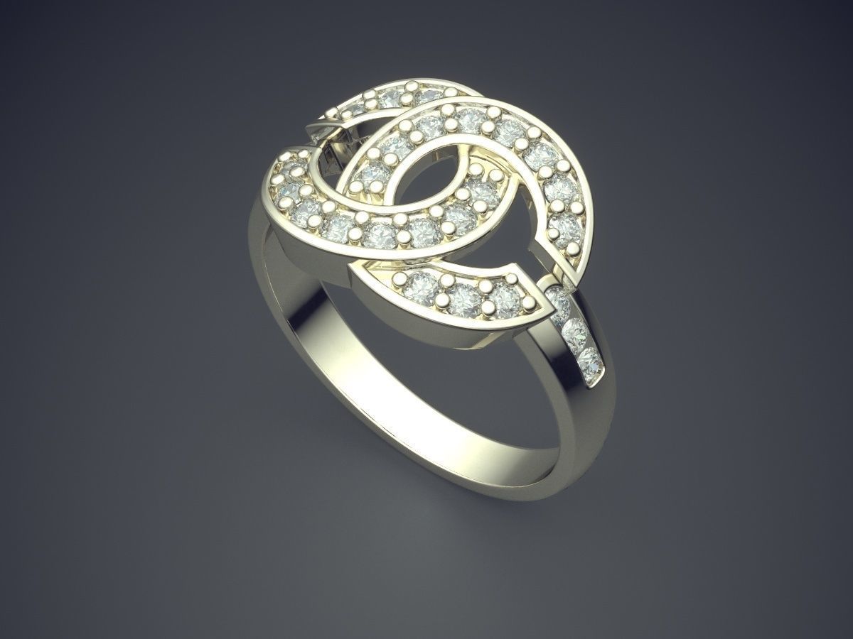 Ring With Small Diamonds CAD-6165 3D print model_1