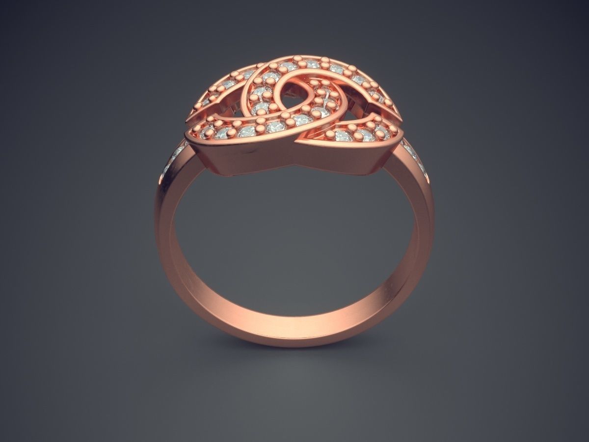 Ring With Small Diamonds CAD-6165 3D print model_2