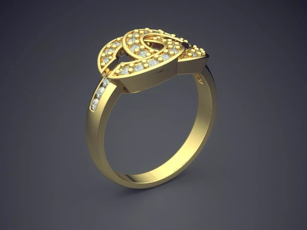 Ring With Small Diamonds CAD-6165 3D print model_0