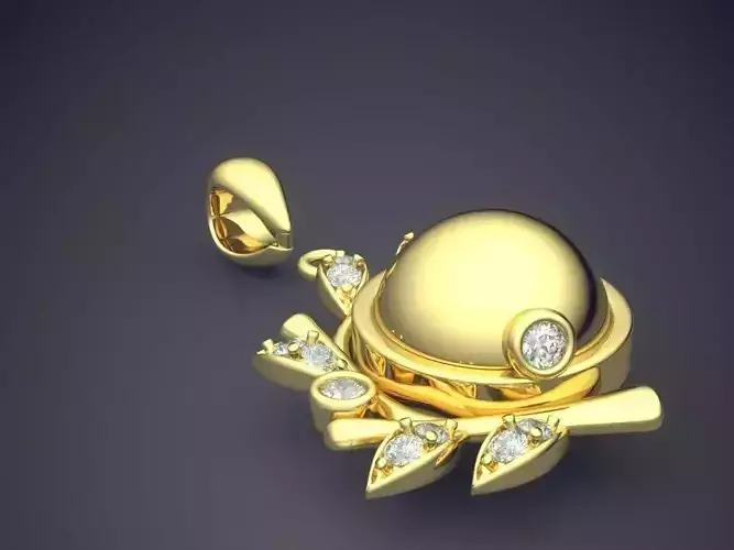 Nature Motif Pendant With Diamonds CAD-6158