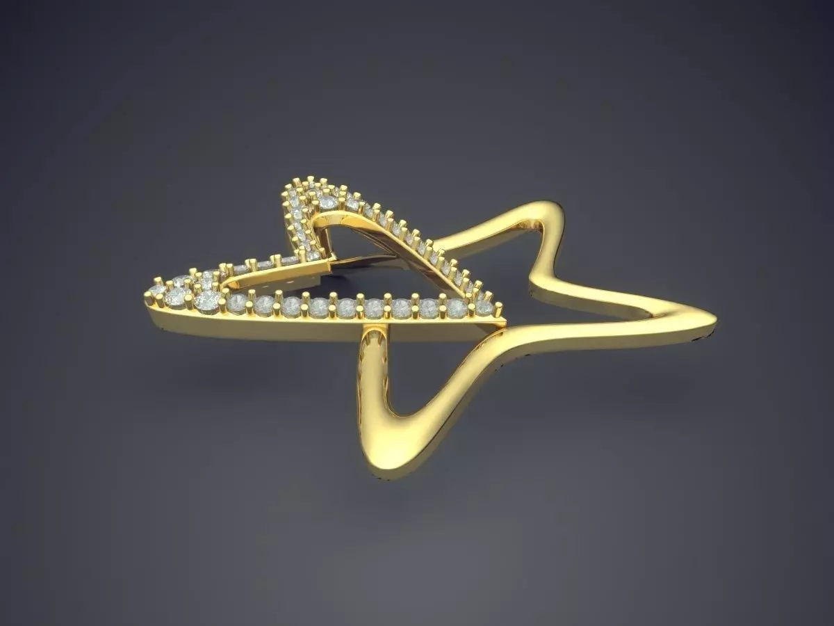 Star Shape Pendant With Diamonds CAD-6154 3D print model_0