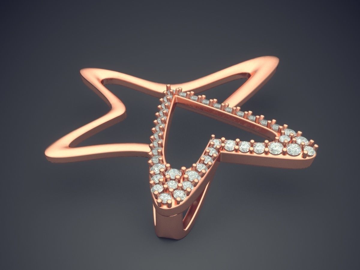 Star Shape Pendant With Diamonds CAD-6154 3D print model_2