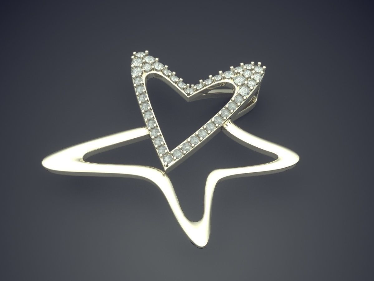 Star Shape Pendant With Diamonds CAD-6154 3D print model_1