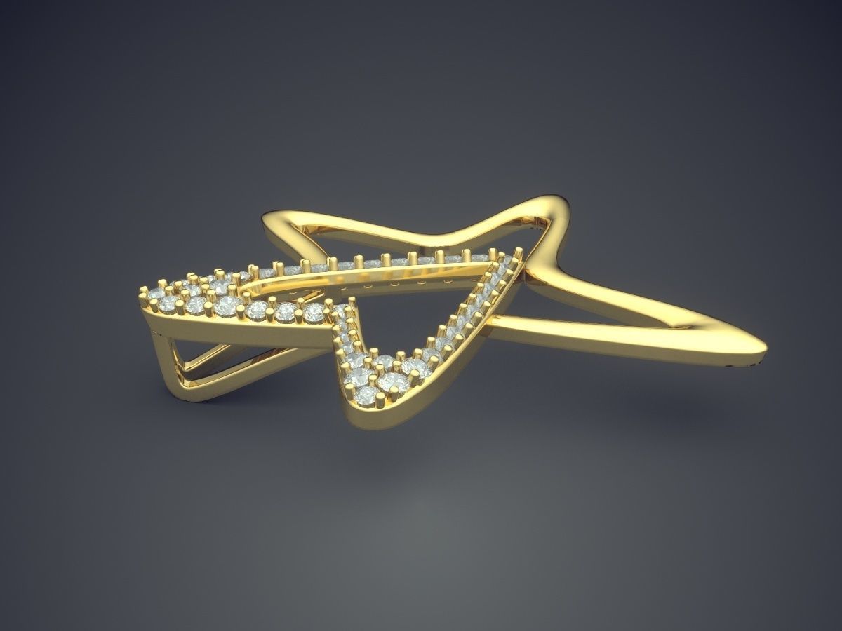 Star Shape Pendant With Diamonds CAD-6154 3D print model_3