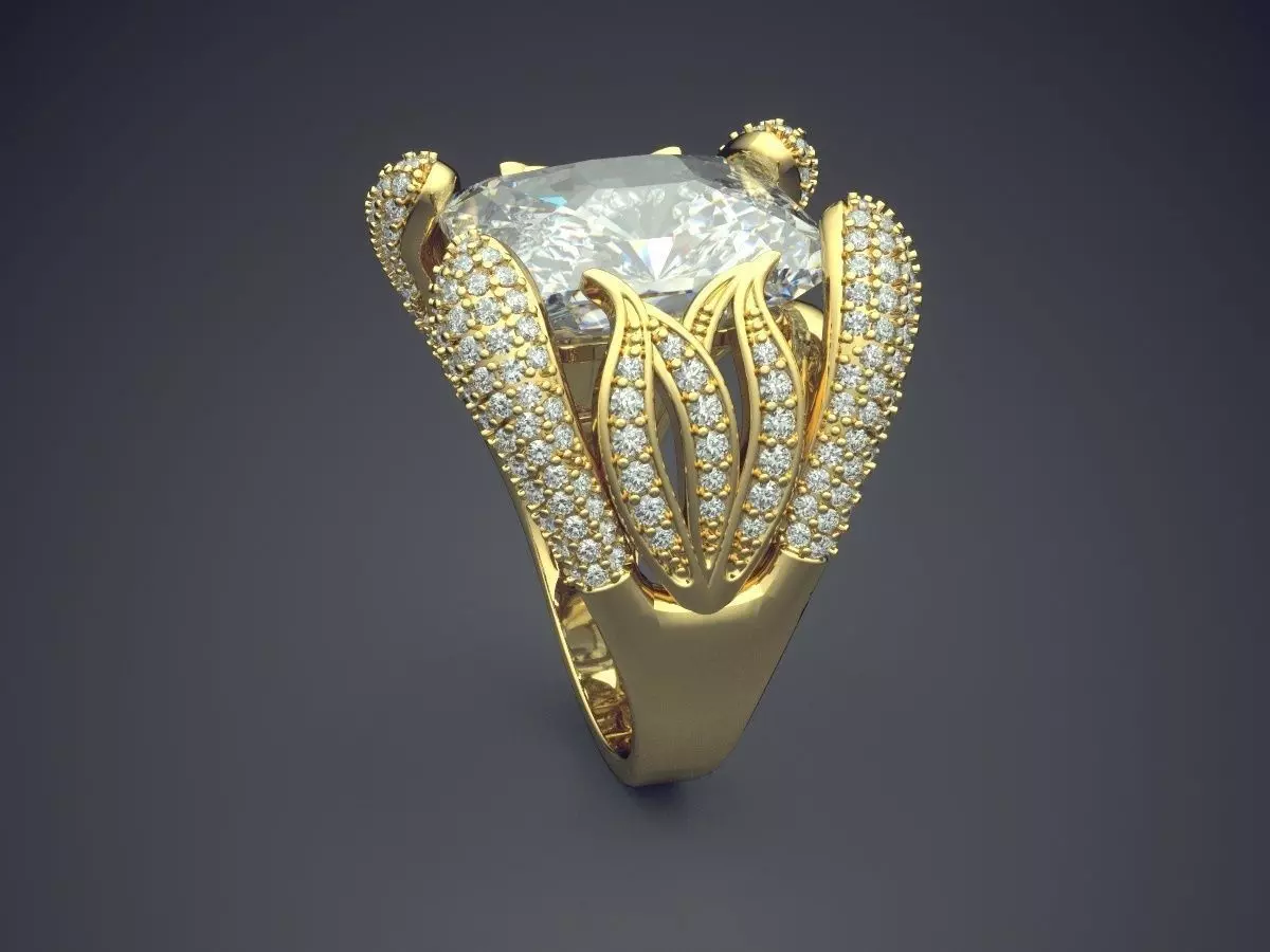 Ring With Diamonds CAD-6163 3D print model_3