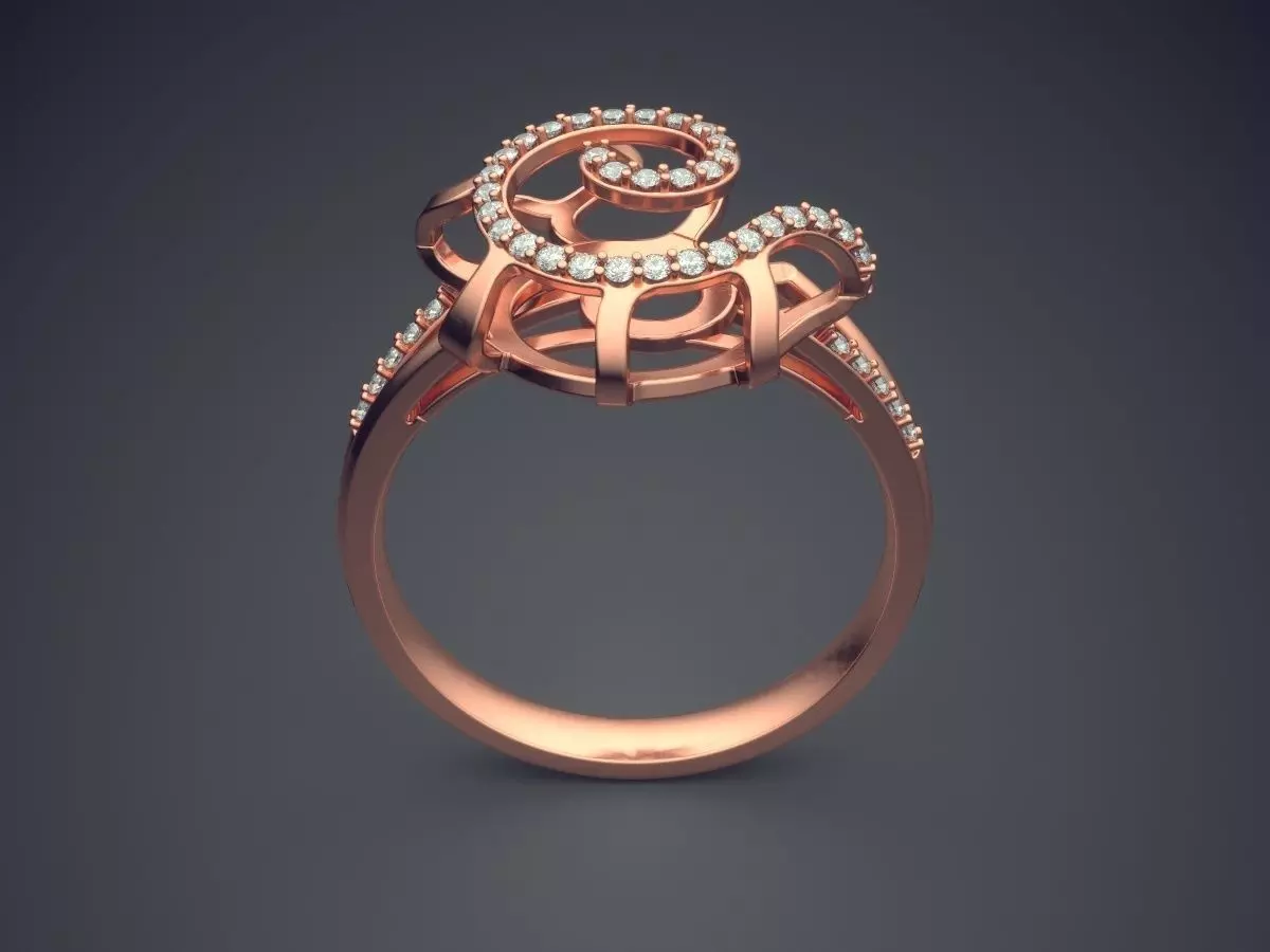 Thin Ring With Tiny Diamonds CAD-6153 3D print model_2