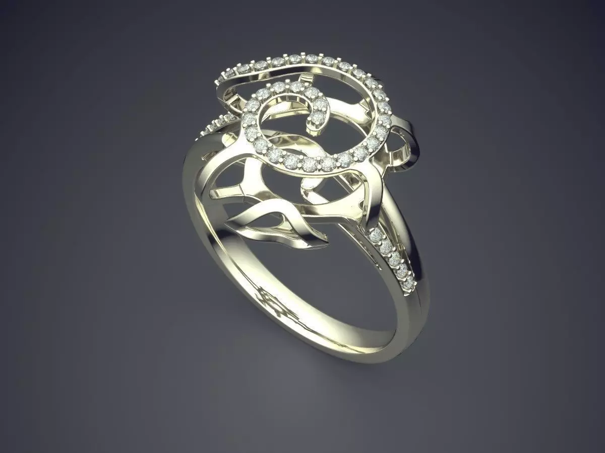 Thin Ring With Tiny Diamonds CAD-6153 3D print model_1