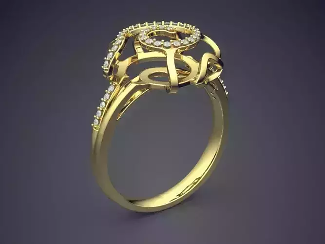 Thin Ring With Tiny Diamonds CAD-6153 3D print model