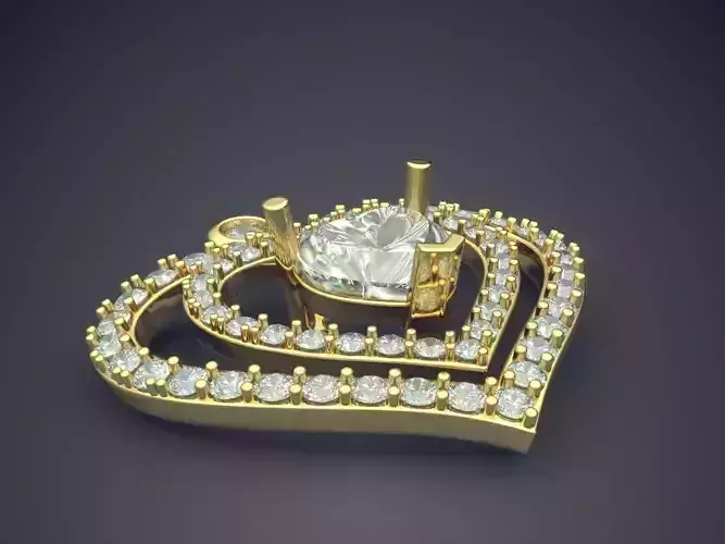 Heart Shape Pendant With Diamonds CAD-6152