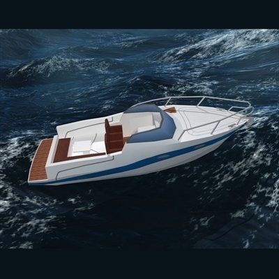 motor boat Low-poly 3D model_3