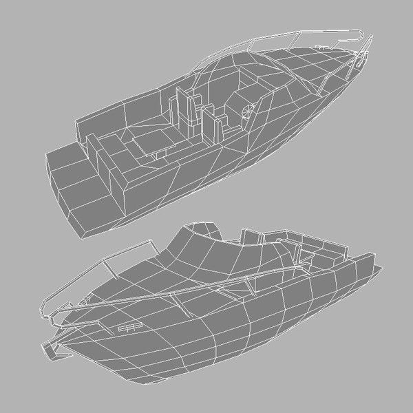 motor boat Low-poly 3D model_2