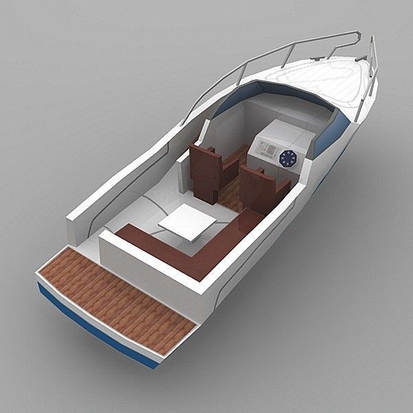 motor boat Low-poly 3D model_1