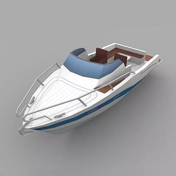 motor boat Low-poly 3D model_0