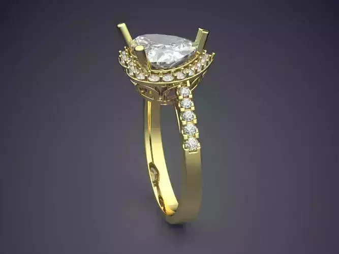 Ring With Heart Shape Diamond CAD-6131
