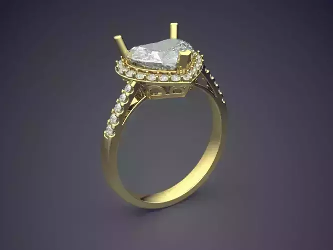 Ring With Heart Shape Diamond CAD-6131