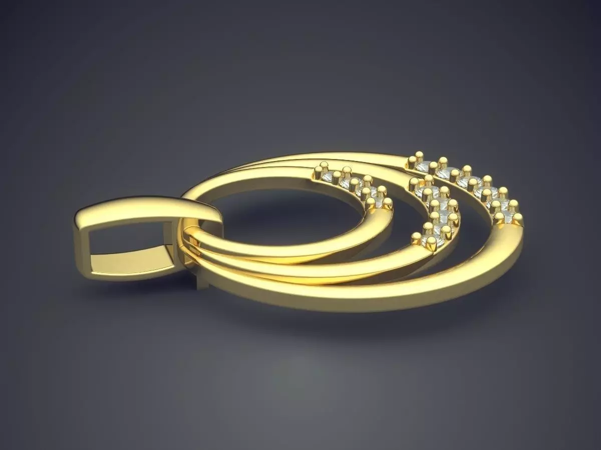 Pendant With Small Diamonds CAD-6121 3D print model_3