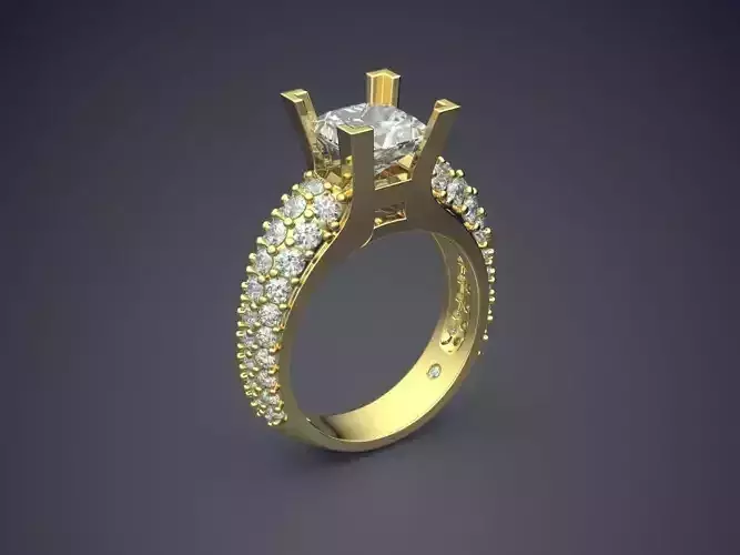 Ring With Diamonds CAD-6116 3D print model