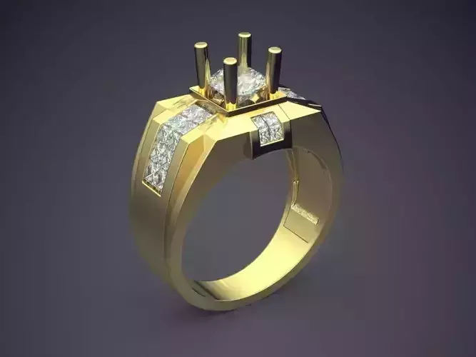 Thick Ring With Diamonds CAD-6109