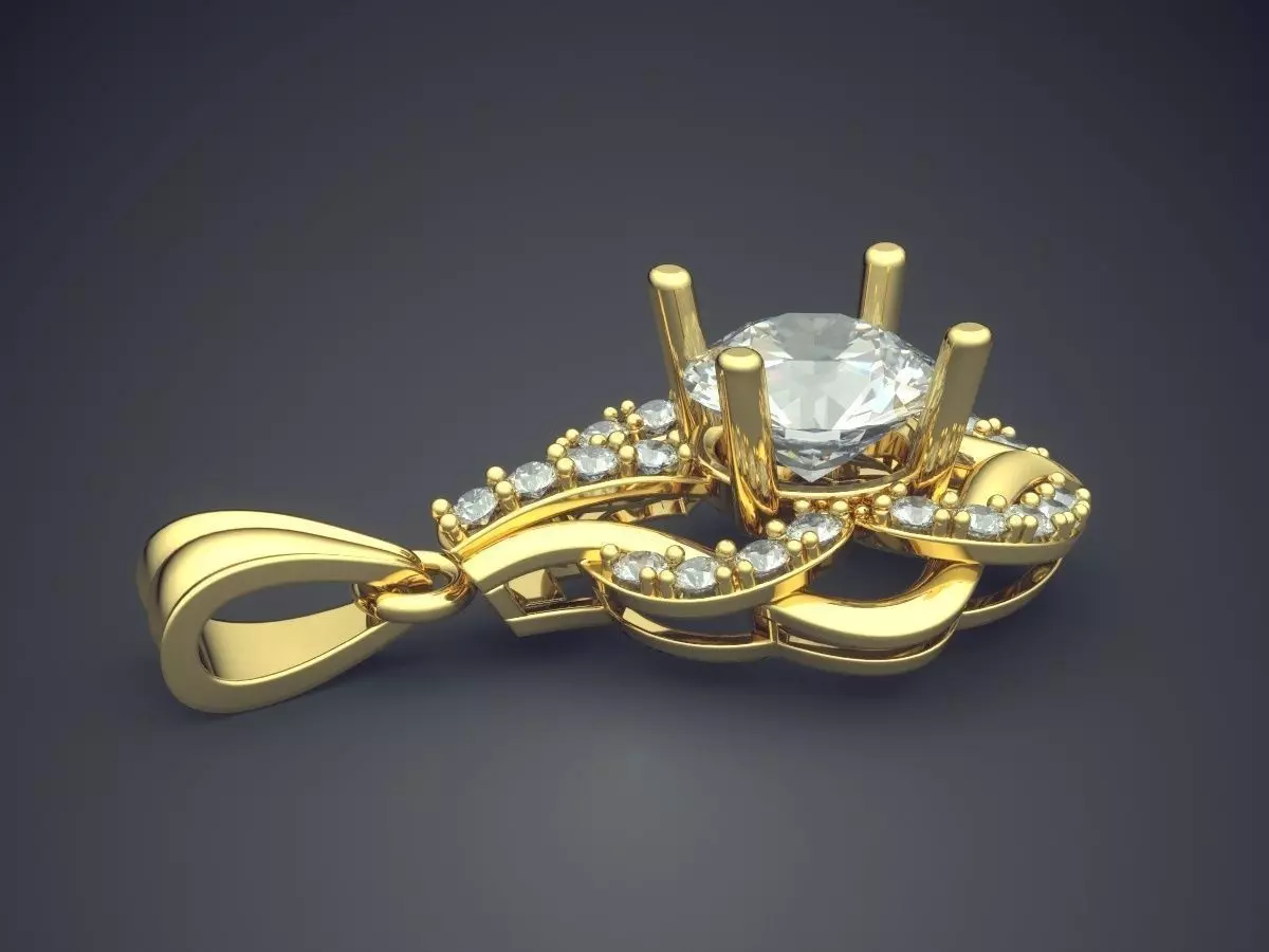 Pendant With Diamonds CAD-6108 3D print model_3