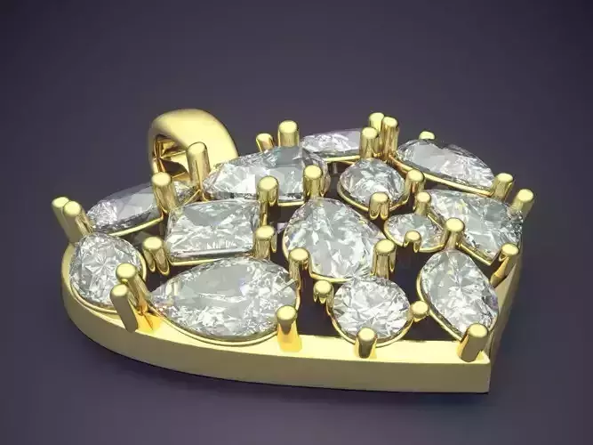 Heart Shape Pendant With Diamonds CAD-6102