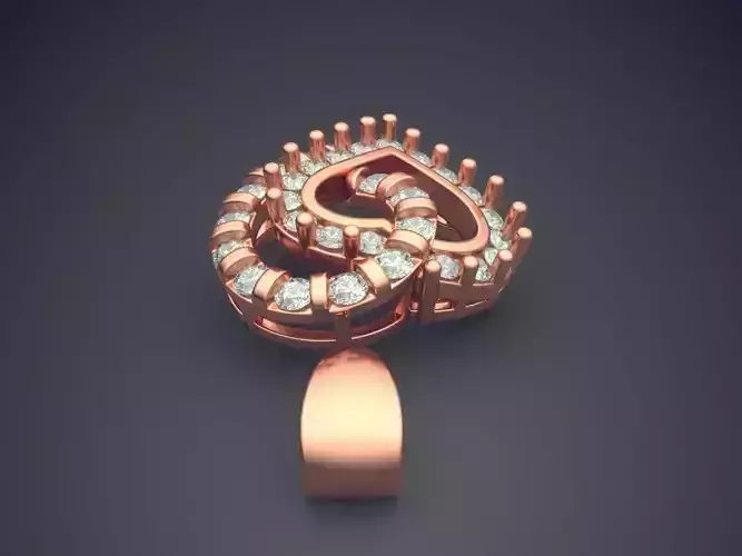 Heart Shape Pendant With Diamonds CAD-6099