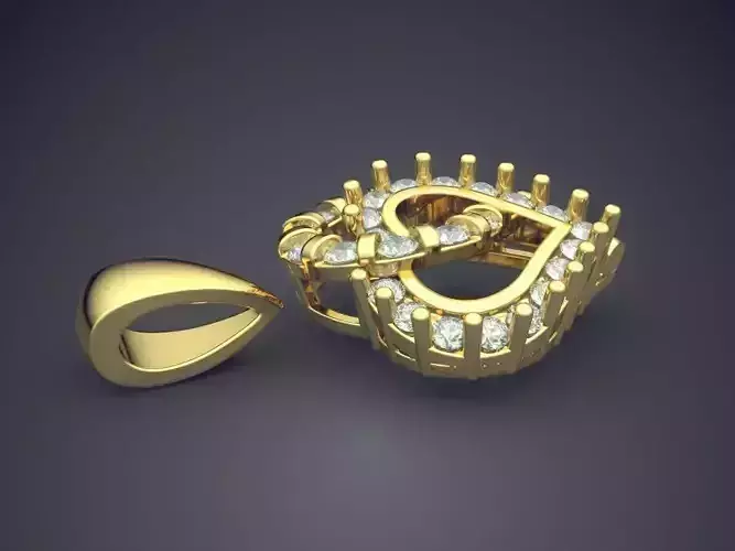 Heart Shape Pendant With Diamonds CAD-6099