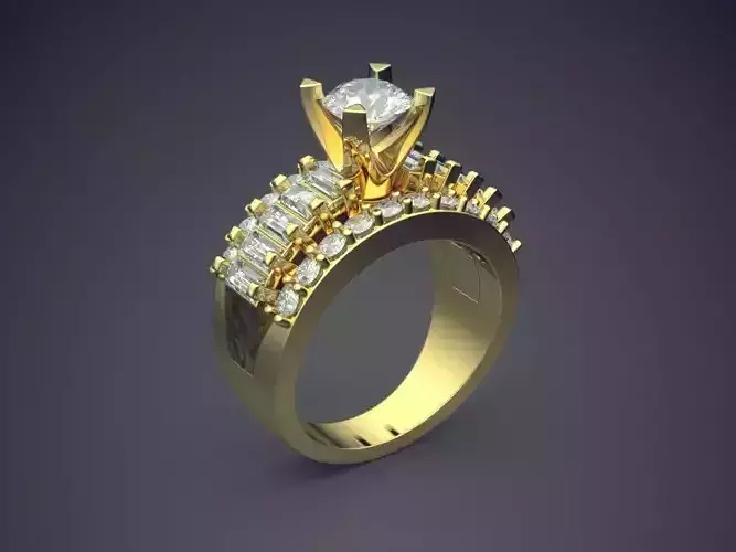 Ring With Diamonds CAD-6090 3D print model