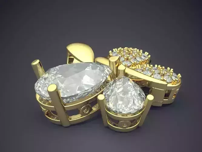 Butterfly Motif Pendant With Diamonds CAD-6091