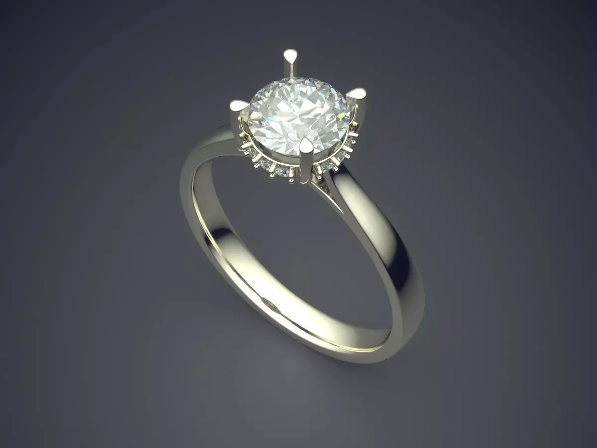 Ring With Diamond CAD-6076 3D print model_1