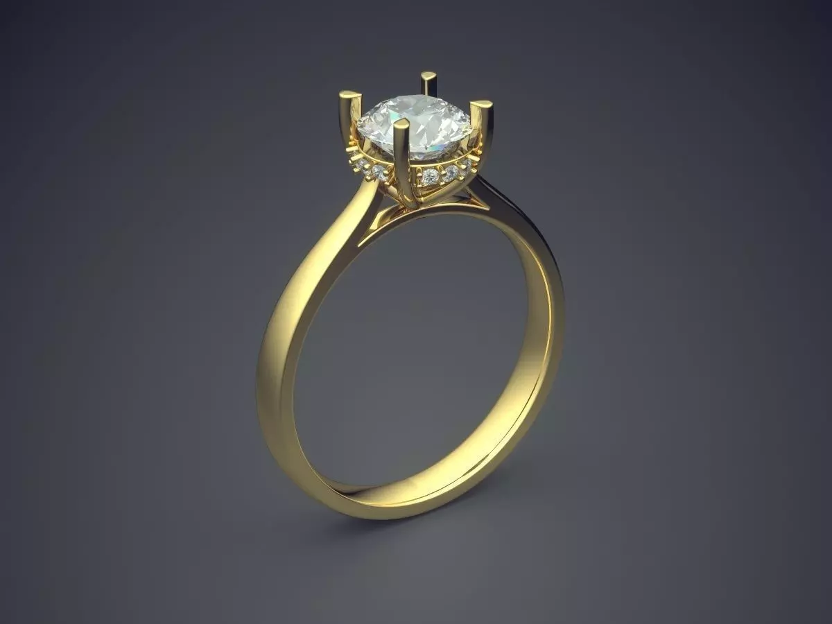 Ring With Diamond CAD-6076 3D print model_0