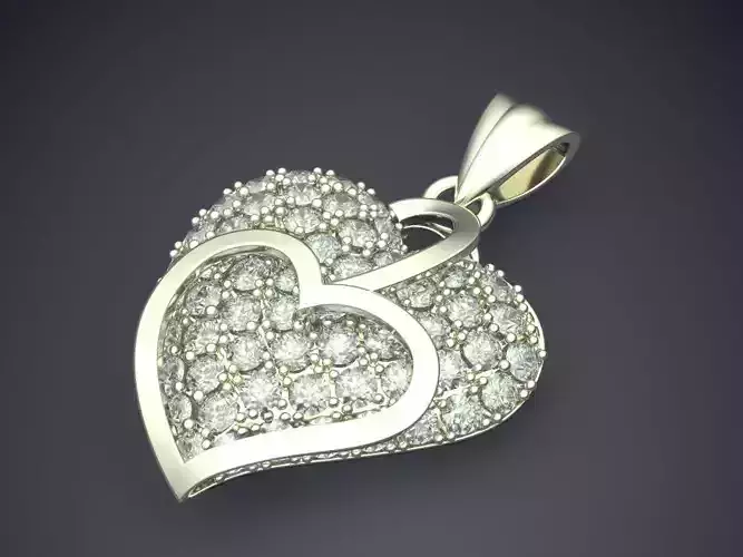 Heart Shape Pendant With Diamonds CAD-6075