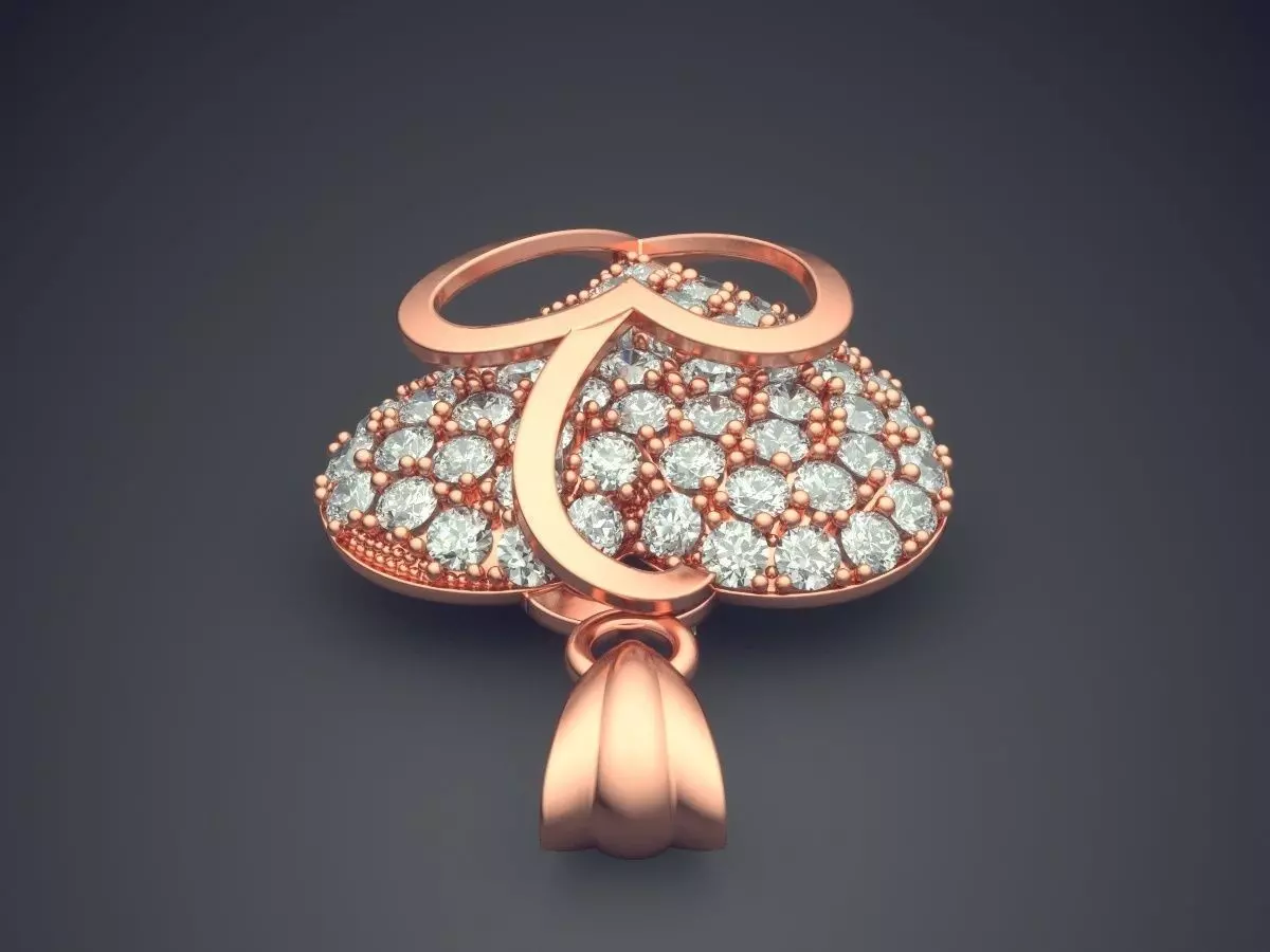 Heart Shape Pendant With Diamonds CAD-6075 3D print model_2