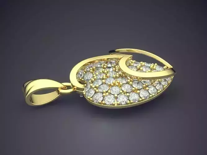 Heart Shape Pendant With Diamonds CAD-6075