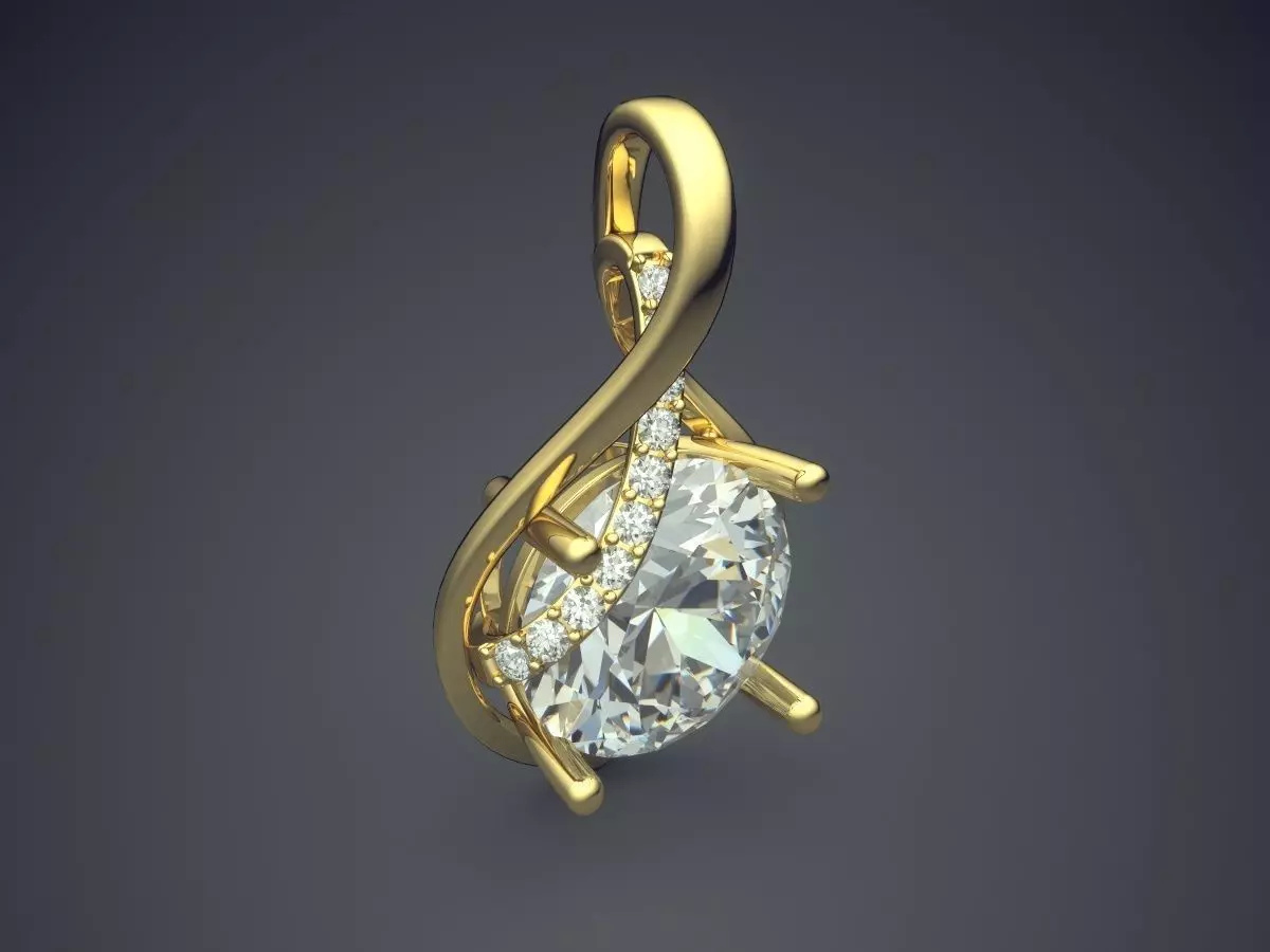 Pendant With Diamonds CAD-6064 3D print model_0