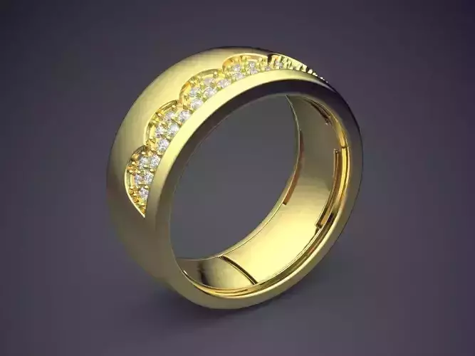 Thick Ring With Small Diamonds CAD-6063 3D print model
