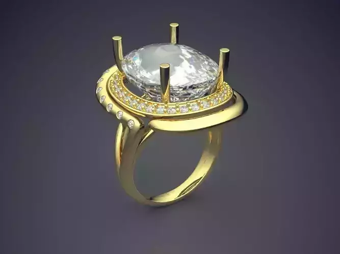 Ring With Diamonds CAD-6061 3D print model