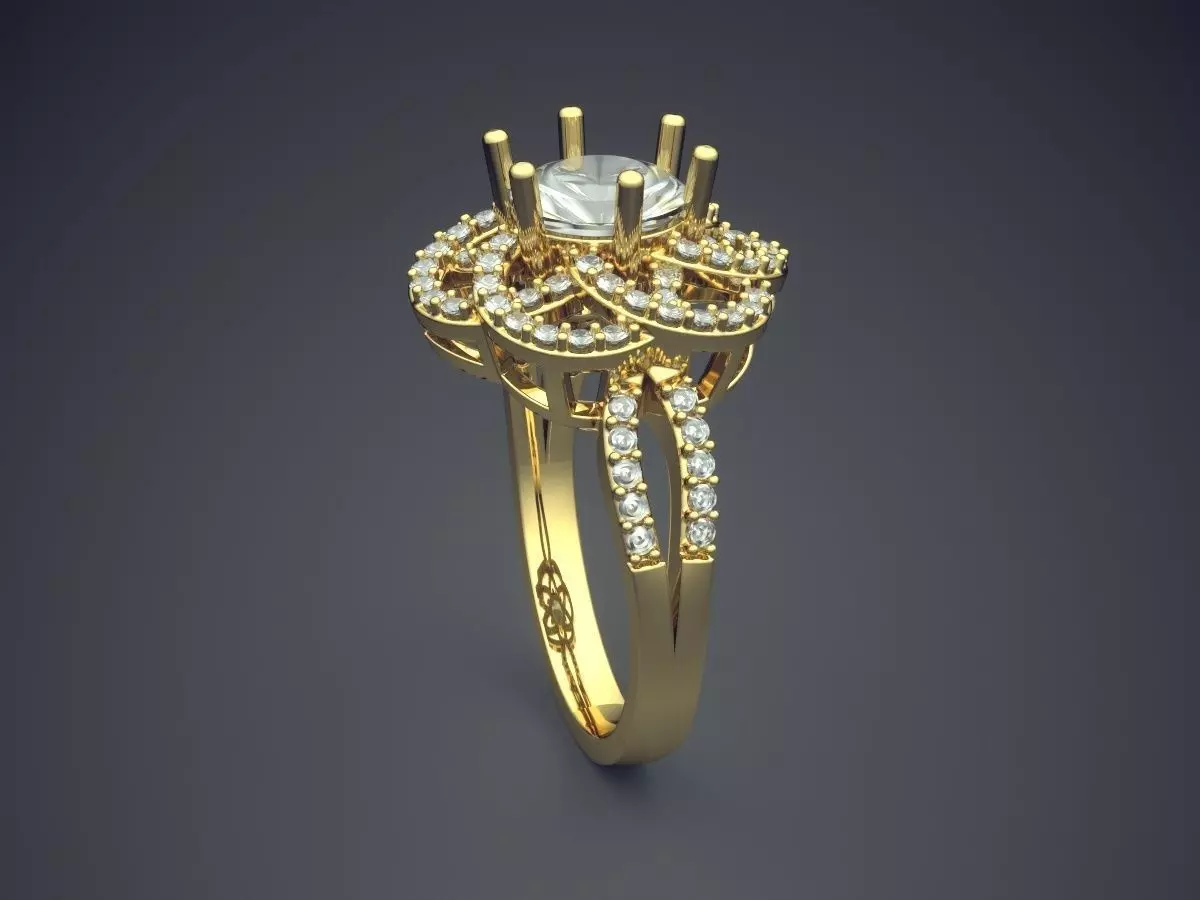 Ring With Diamonds CAD-6052 3D print model_3