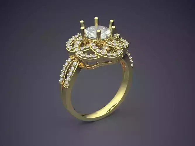 Ring With Diamonds CAD-6052 3D print model