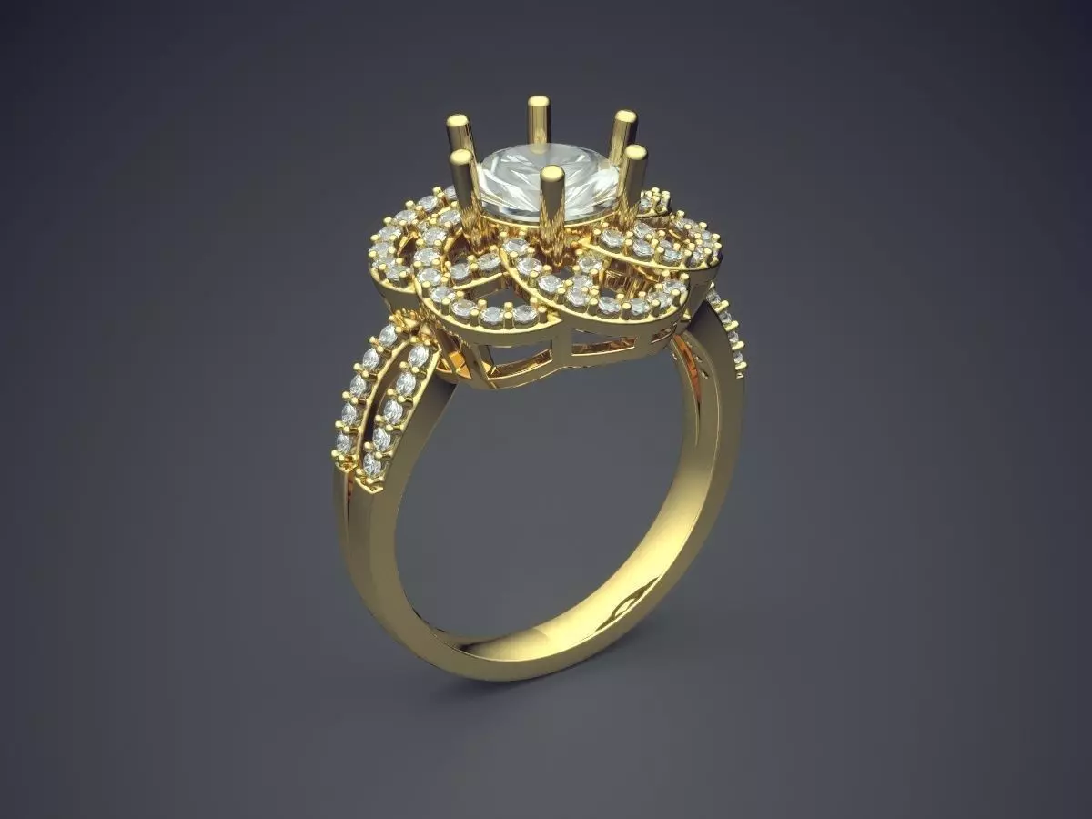 Ring With Diamonds CAD-6052 3D print model_0